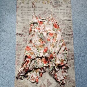 Floral Spaghetti Strap Tunic Tank Top By En Creme Size S